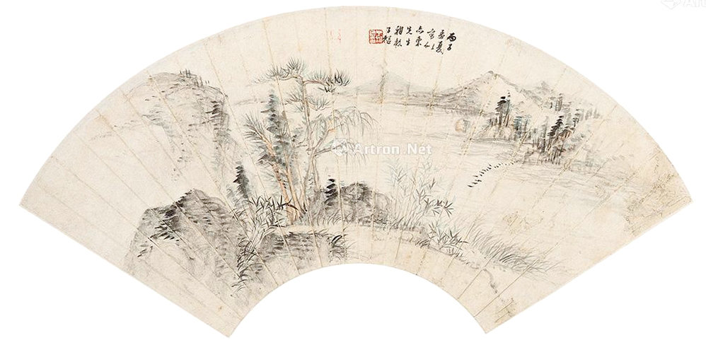 中华人民共和国卢子枢山水图扇面