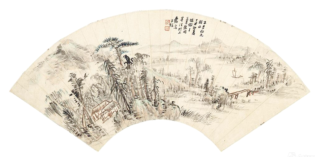 中华人民共和国卢子枢山水图扇面-4