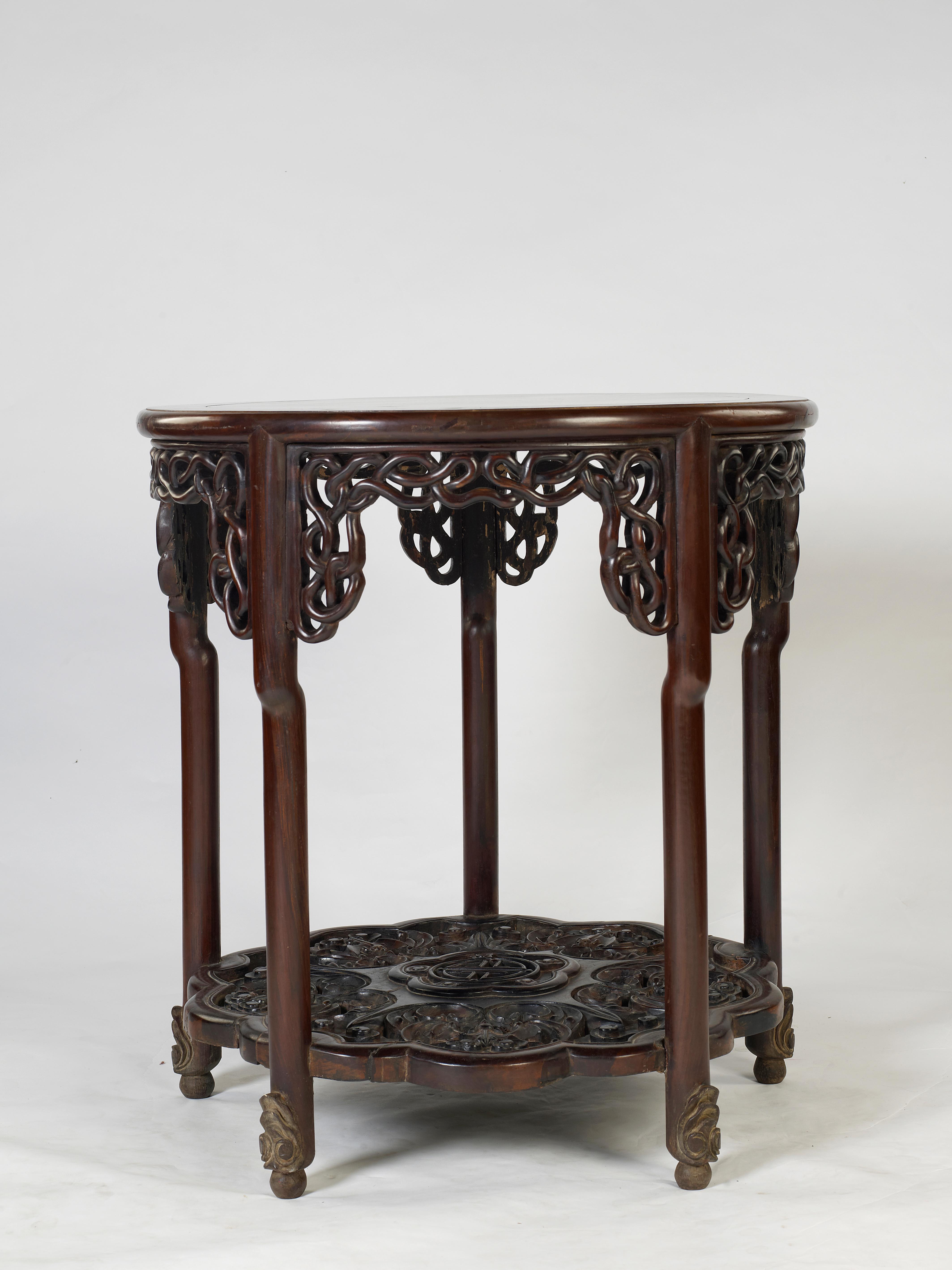 中华民国酸枝木云石圆桌