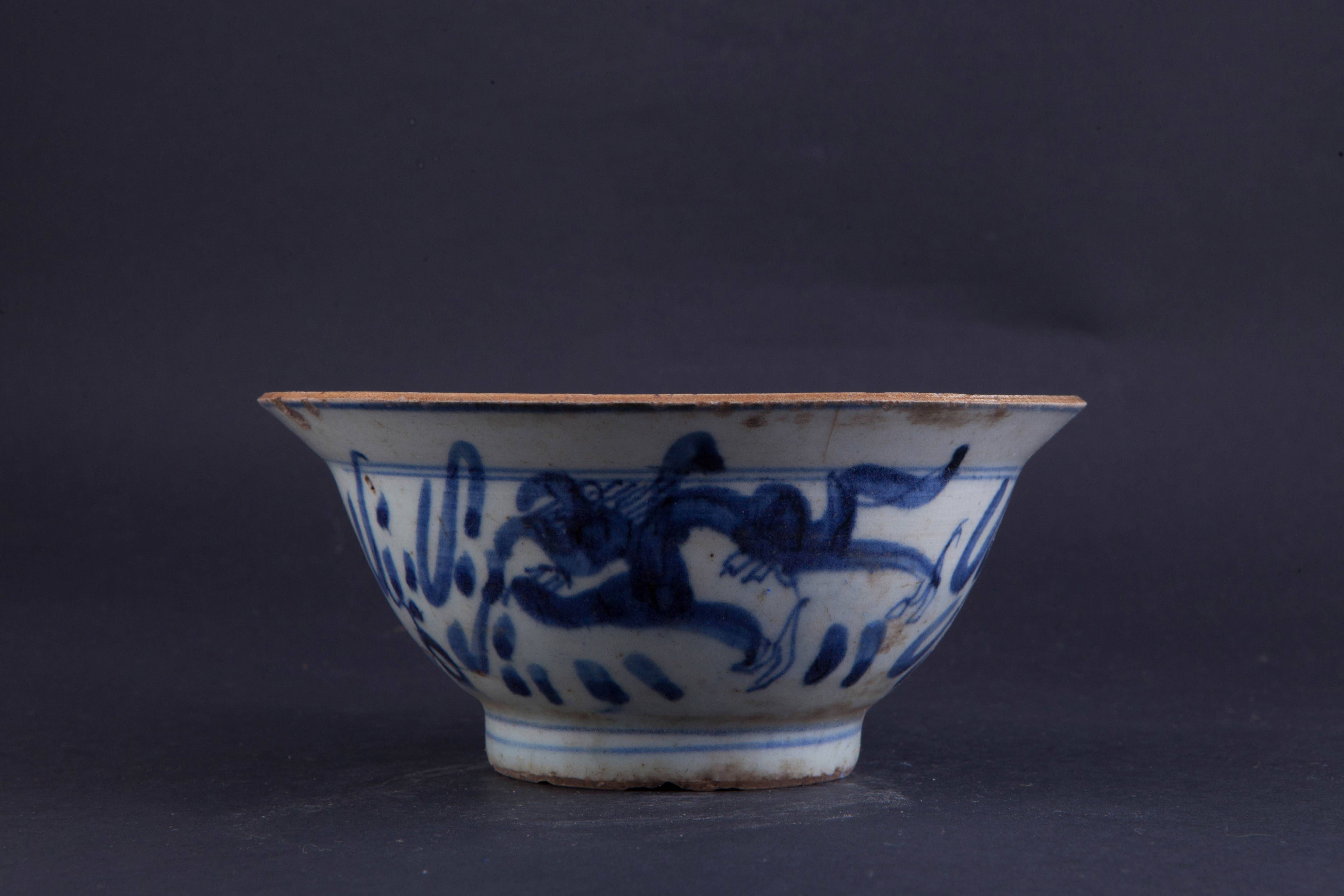 清青花龙凤纹折沿碗-6