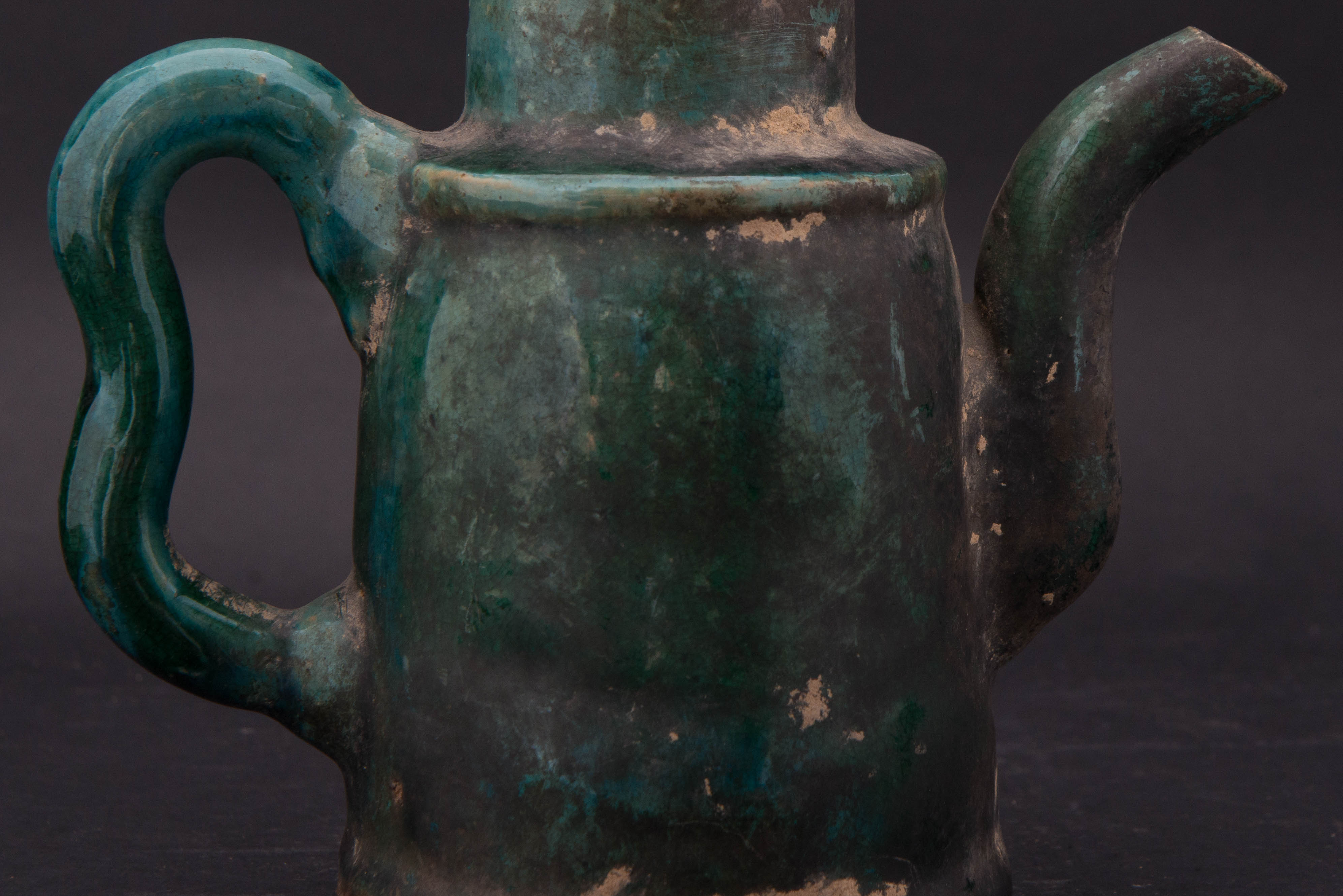 中华民国石湾窑绿釉陶壶-9