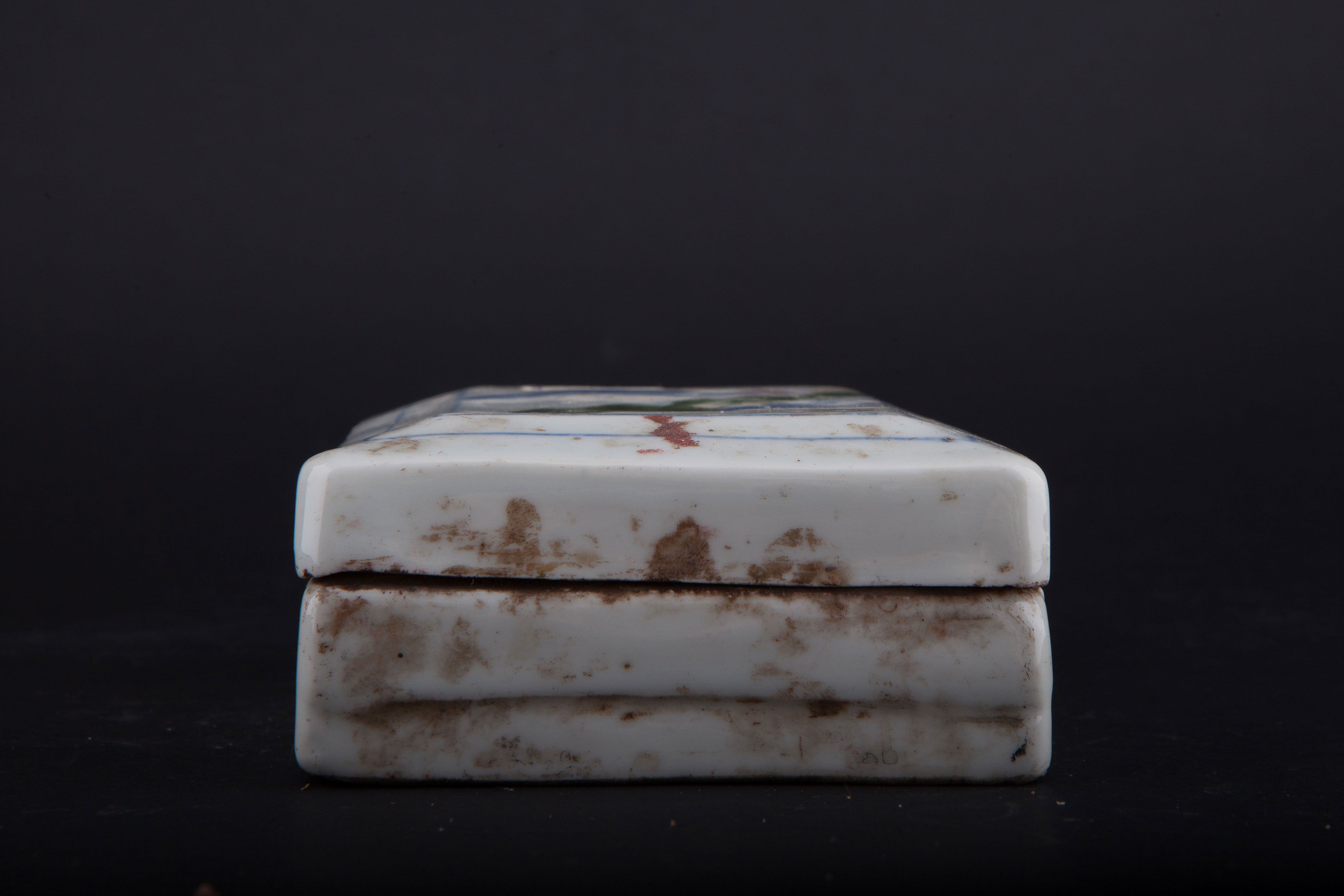 中华民国粉彩山水纹盖盒