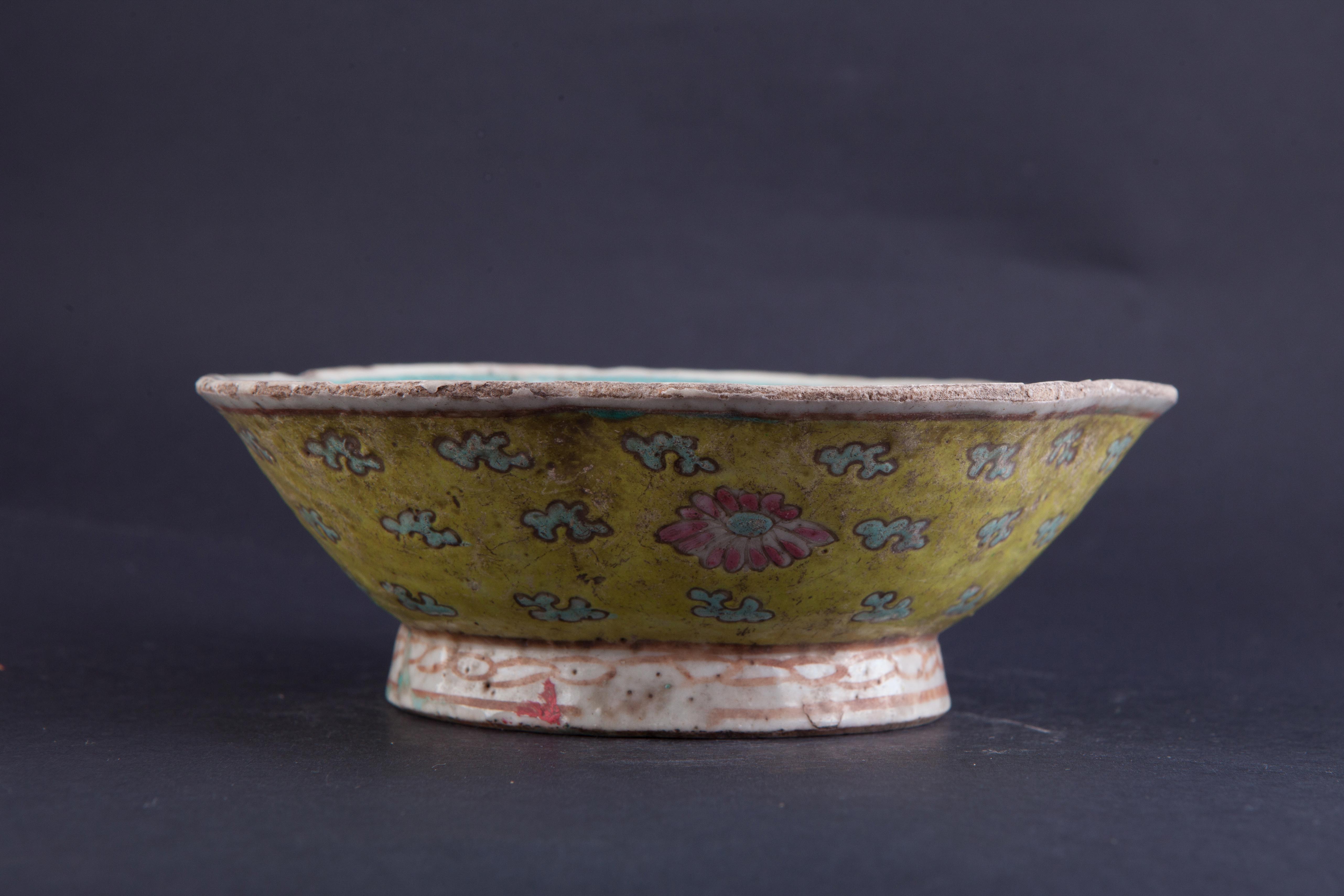 清粉彩福寿纹花口碗