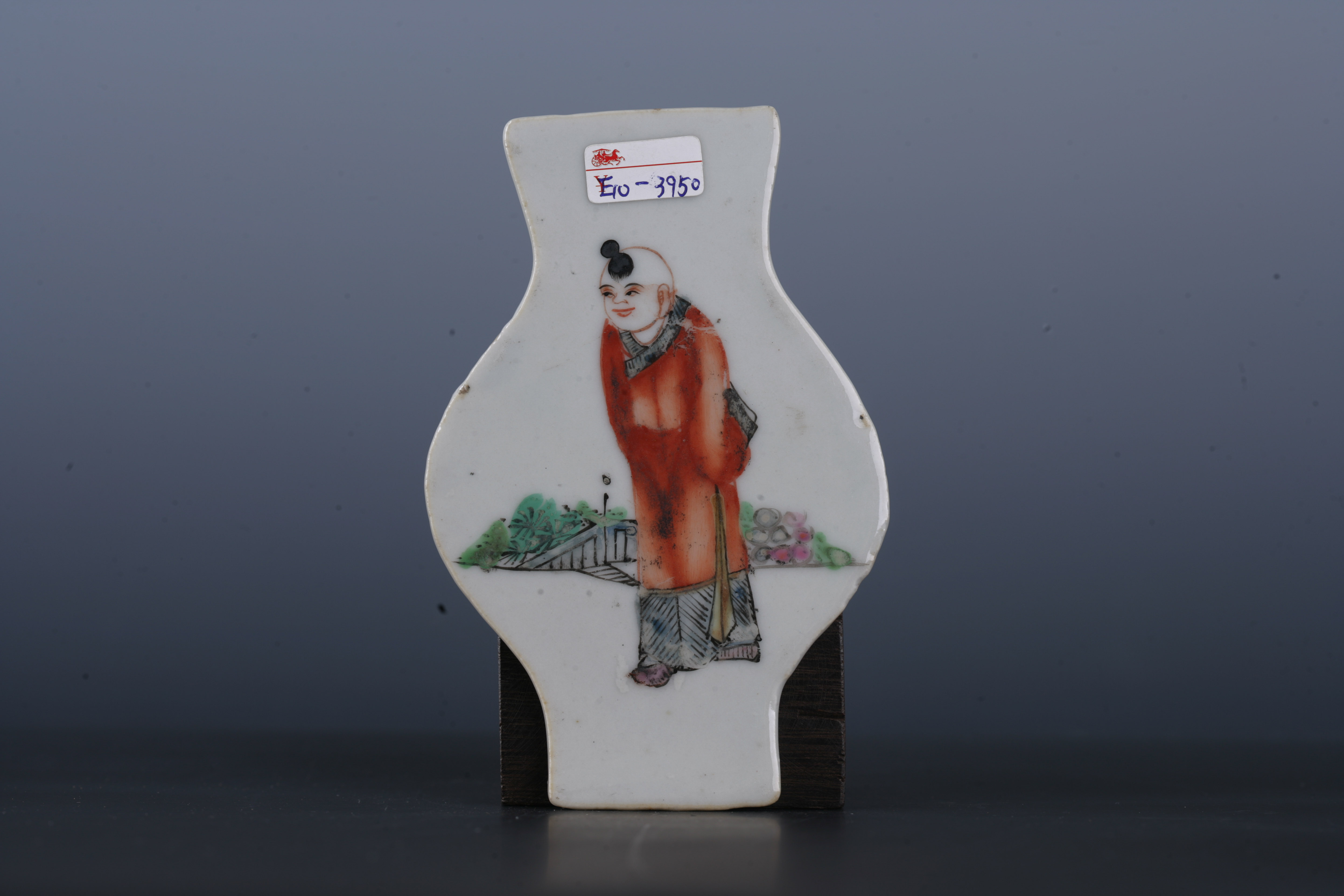 中华民国粉彩童子纹瓶形瓷板-4