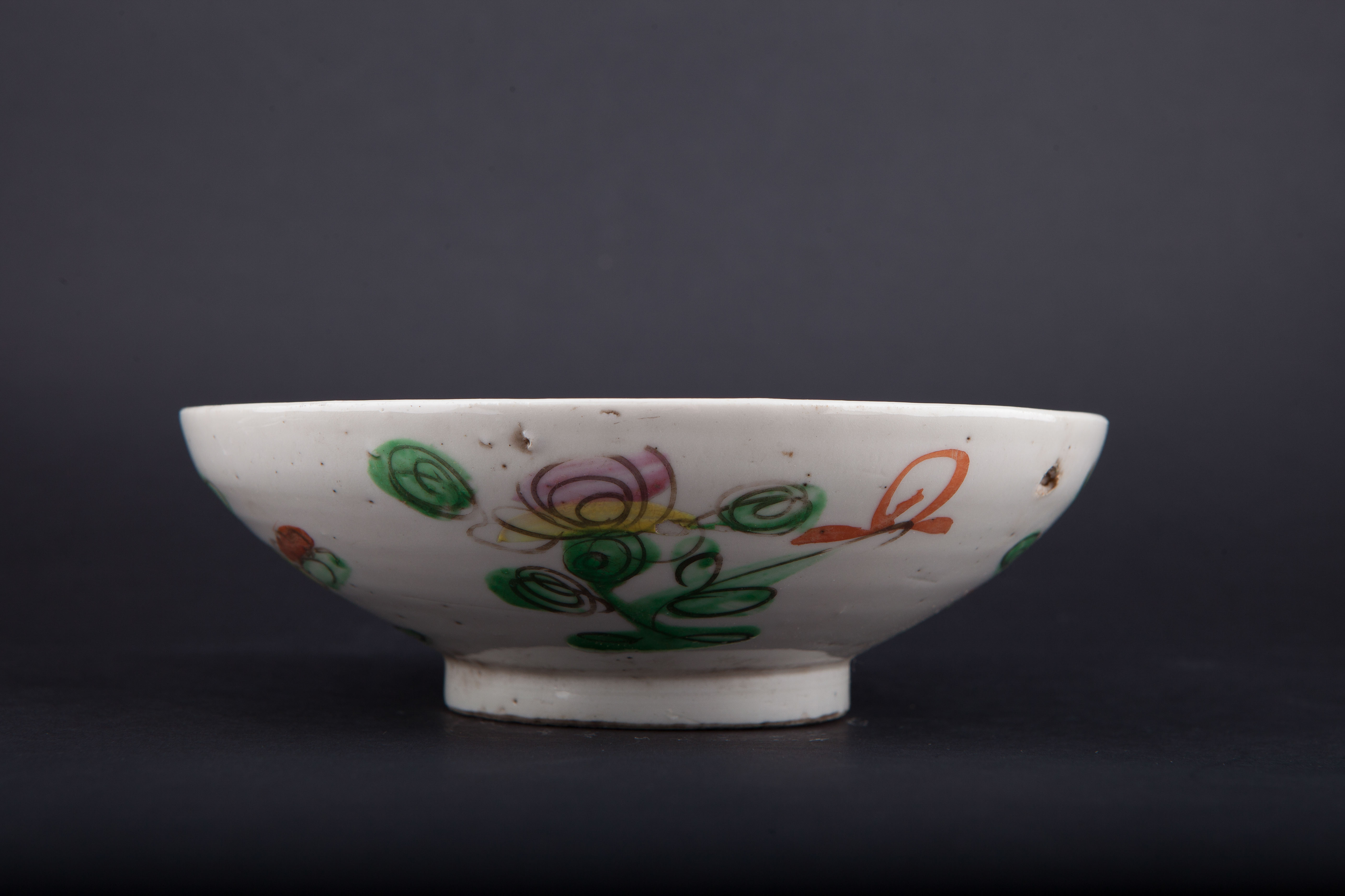 清粉彩四季花卉纹碗-56