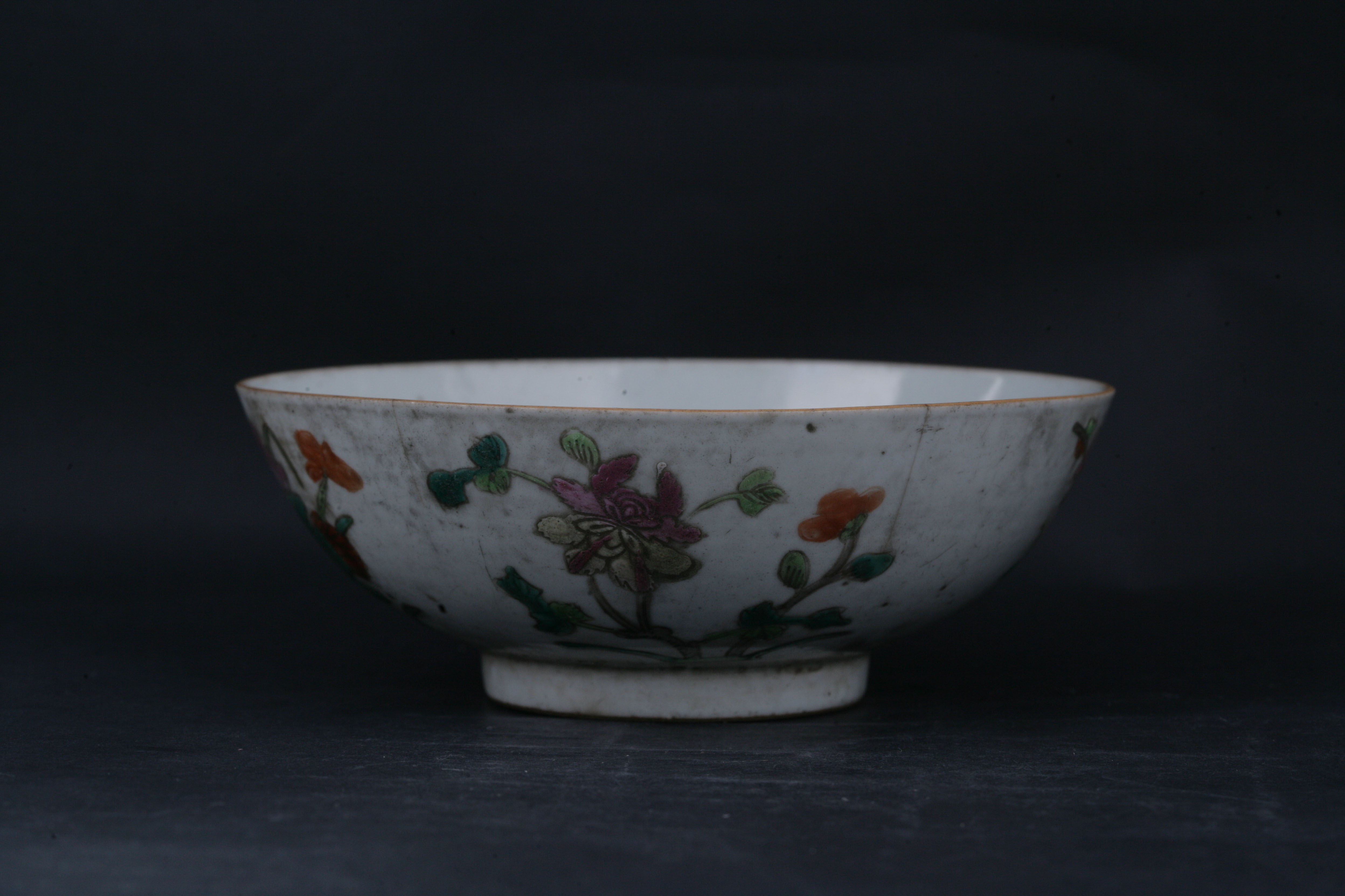 清粉彩四季花卉纹碗-132