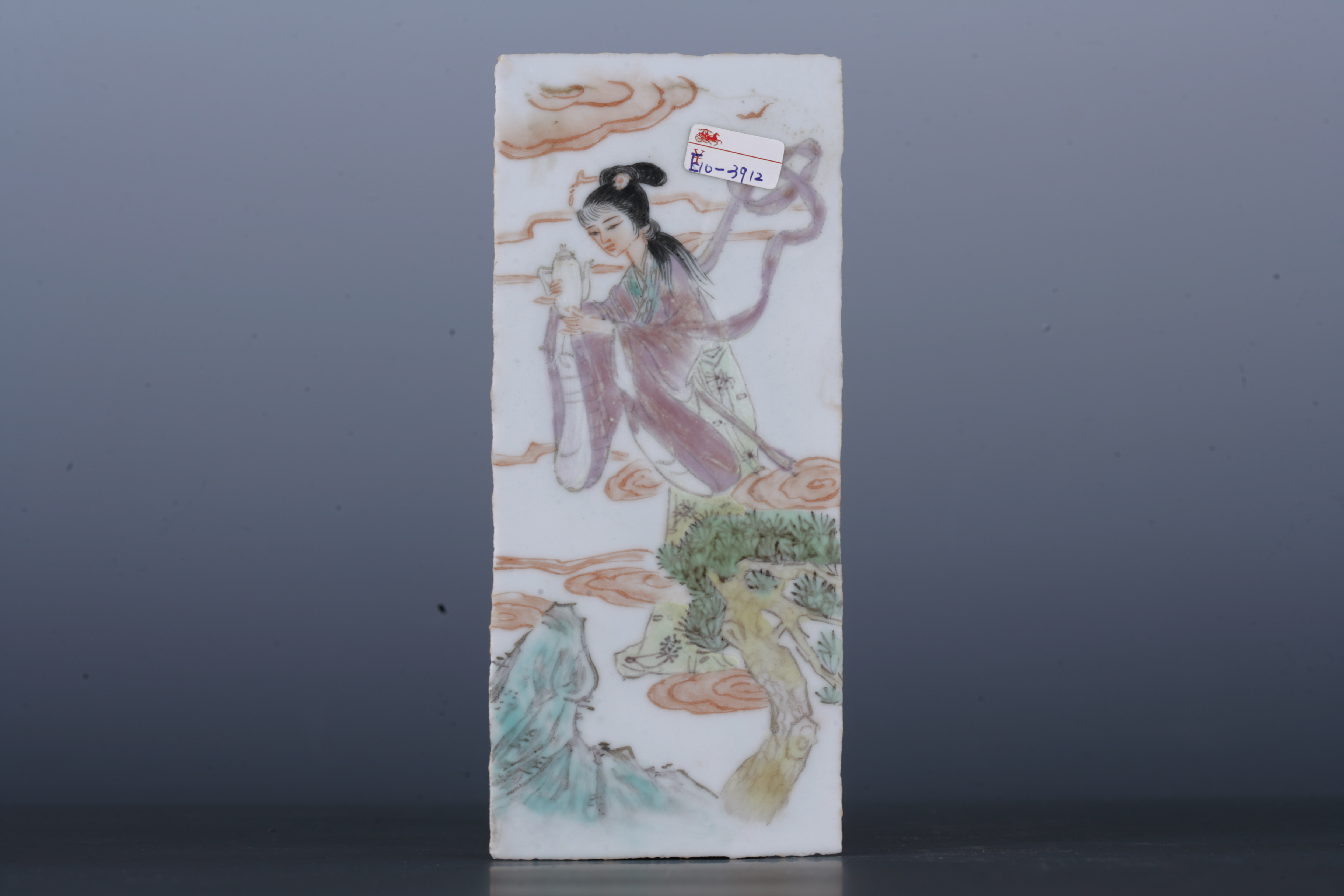 中华民国粉彩仙女纹长方形瓷板-11