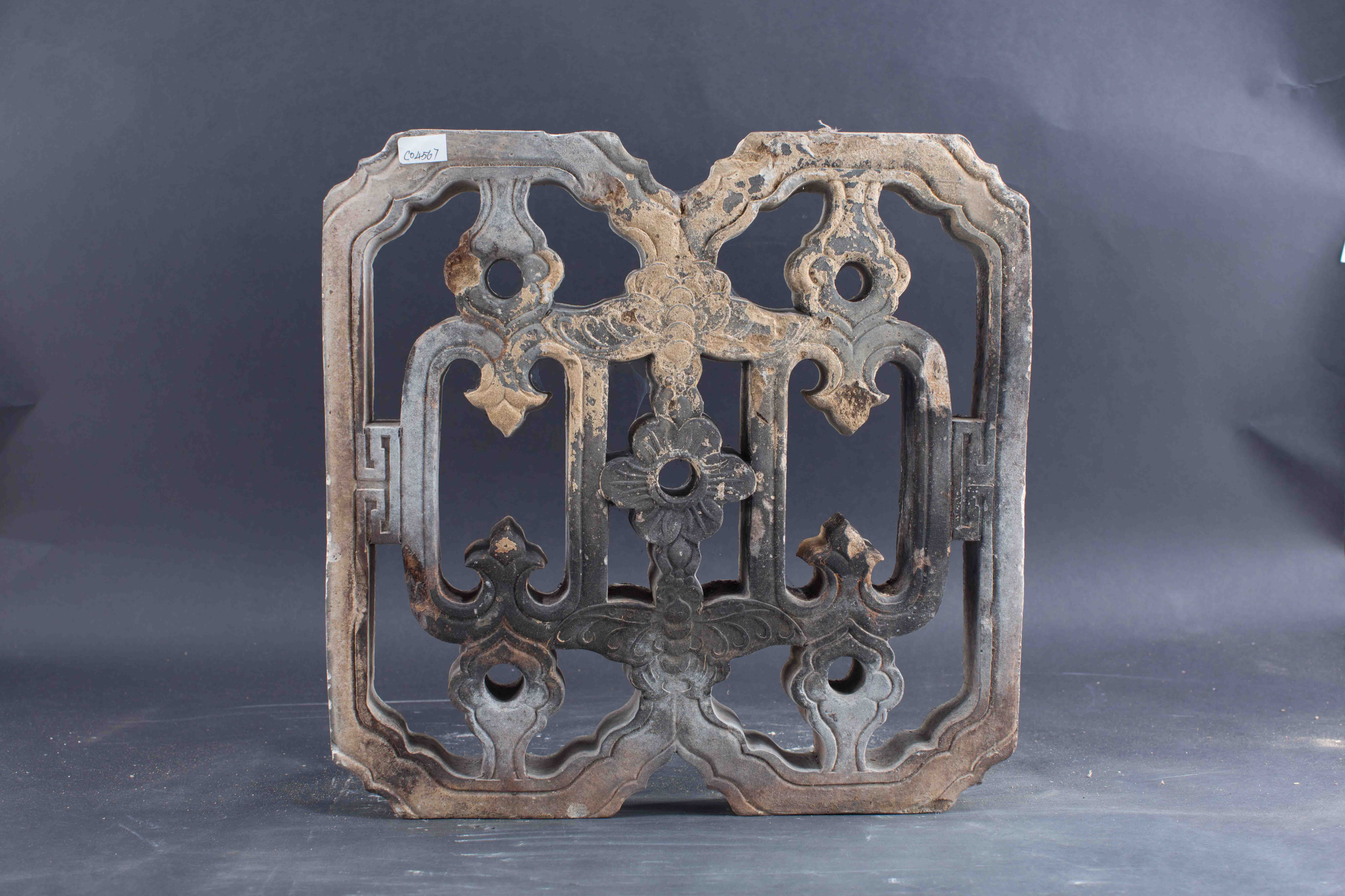 中华民国蝙蝠花草纹陶花窗-2